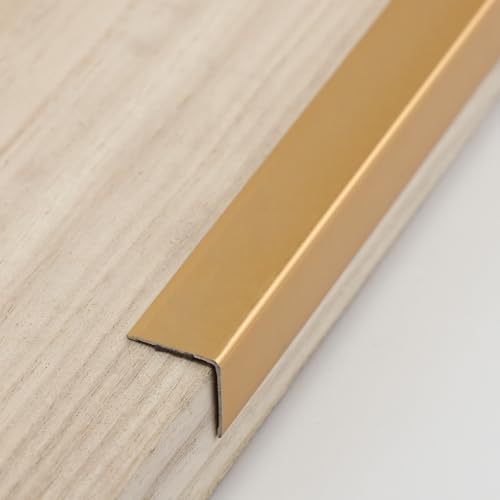 Image of Coengwui Aluminum Corner Guards, Peel and Stick L-Shaped Molding Trim for Wall Table Door Frame Protection and Decoration (Matte Gold, 3Pcs x 2.9ft x 0.8in)