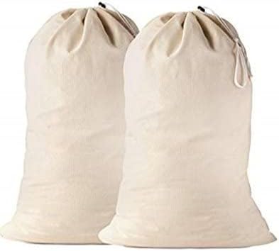 2-Pack Extra Large Heavy Duty Cotton Laundry Bags (24×36 Inch)