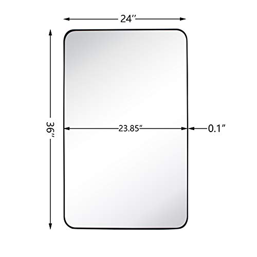 Gracto 24X36 Inch Black Stainless Steel Metal Framed Bathroom Mirror For Wall Rounded Rectangular Bathroom Vanity Mirrors #TOP7