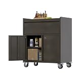 GangMei Mobile Garage Chest Great for Tools and Supplies, Durable Metal Garage Storage Cabinet with