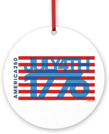 CafePress America250: July 4Th Round 4" MDF Holiday Ornament