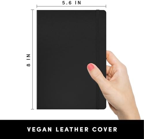 PAPERAGE Lined Journal Notebook, (Black), 160 Pages, Medium 5.6 in x 8 in - 100 GSM Thick Paper β Hardcover Journaling Notebook for Work, School & Note Taking - 1