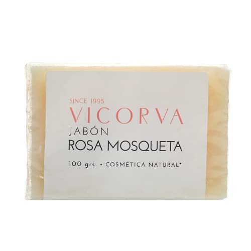 Vicorva | Jabón Sólido Rosa Mosqueta Pastilla | Hidratante y Cicatrizante| Hecho en España | Ingredientes naturales | 100 gr