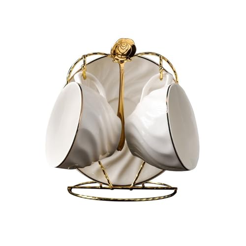Tasses à café en céramique de luxe ensemble théière et fleurs cadeau