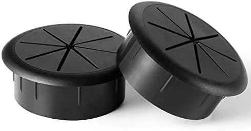 2-Pack Desk Cable Grommet - 1.5 Inch Black ABS Plastic Hole Cover For Wire Management