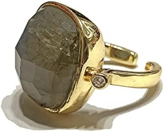 BWY 99 Adjustable Shimmer Stone Rings for Women,Gold Plated Rings Women Ajustable Ring Womens-Perfect Gold Stone Rings