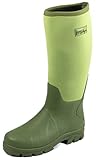 Wasserdichtes und 5 mm dickes, weiches Neopren mit Gummisohlen. Das Neopren sorgt dafür, dass sie erheblich wärmer sind als normale Gummistiefel.