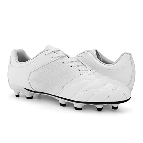 Hawkwell Men's Big Kids Youth Athletic Outdoor Professional Firm Ground Soccer Cleats, White, 8 M Us #TOP4
