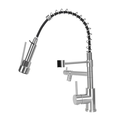 Mitigeur de cuisine avec douchette extractible télescopique et 2 becs