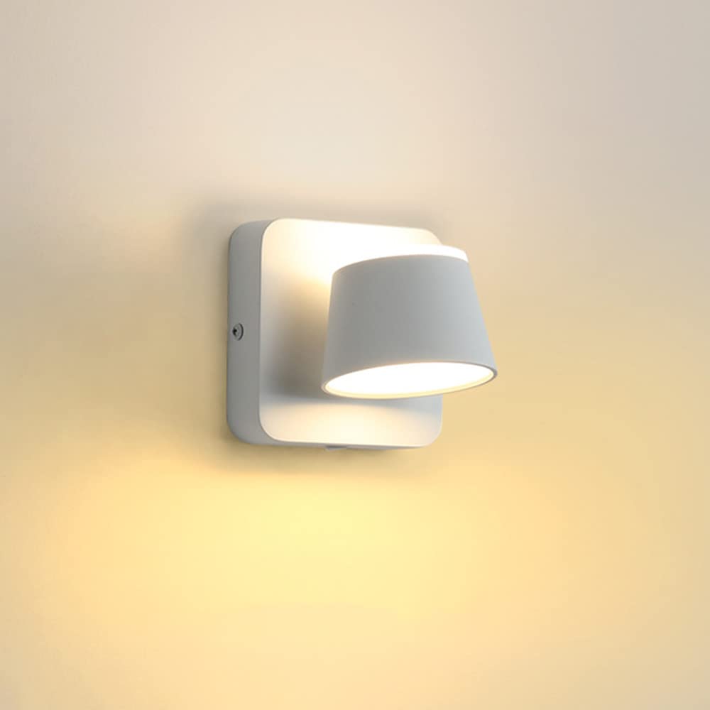 SXSCARKX LED Wall Mounted Reading Light Bedside Lamp, 360° Adjustable Hardwired Sconce with Switch, 6W Headboard Lamps Bedroom Night Sconces, Hotel Decor Wash Lights (Color : Blanc-3000k)