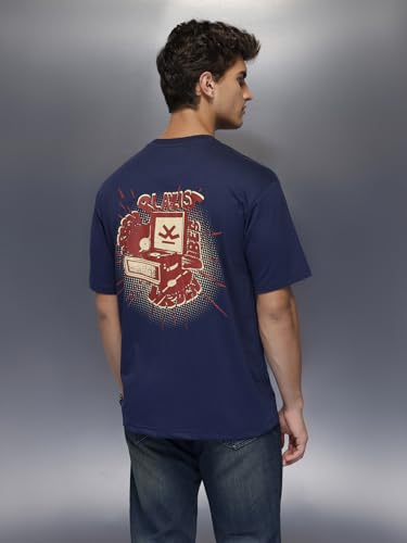 Image of WROGN Men's 220 GSM Pure Cotton T-Shirt | Back Graphic Print | Oversized Fit