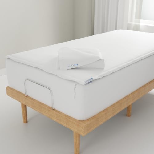 Image of QuickZip Includes 1 Fitted Sheet Base & 2 Zip-On Sheets - Easy to Change, Won't Pop Off Twin Sheet - Soft Sateen 400 TC Cotton - 15 inch Deep Pockets Twin Size - White