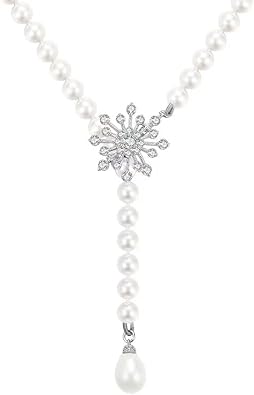 Free Bird Womens Long Pearl Necklace, 0.3 inches 8 mm, 35.4 inches 90 cm, Adjustable, For Weddings, Seashell Pearls
