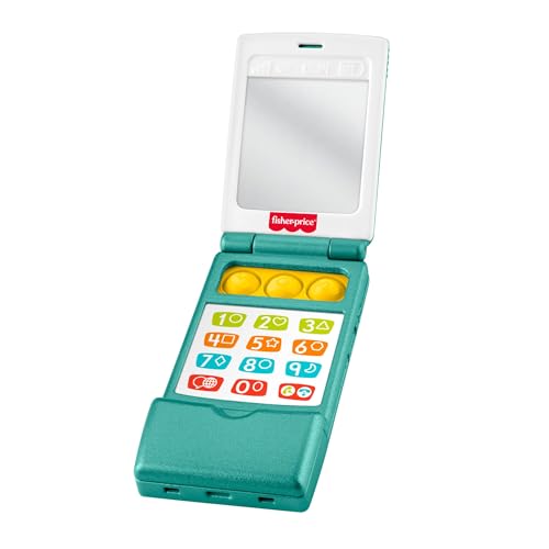 Fisher-Price Téléphone à Clapet Rires et Éveil, activités d’éveil musical pour les tout-petits à partir de 6 mois, version multilingue, JMM31