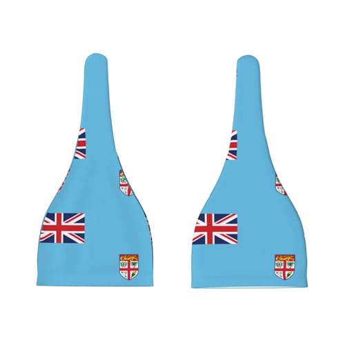 Newborn Baby Hat, Fiji Flag Print Soft Top Knot Beanie Cap, Cute Baby Headwear for 0-6 Months Black3