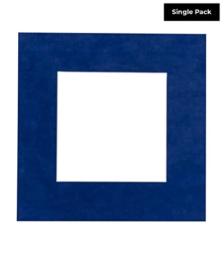 CountryArtHouse Brooke Blue Suede Acid Free 24x24 Square Picture Frame Mat with White Core Bevel Cut for 8x8 Pictures - Fits 24x24 Frame - Pack of 1 Matboard