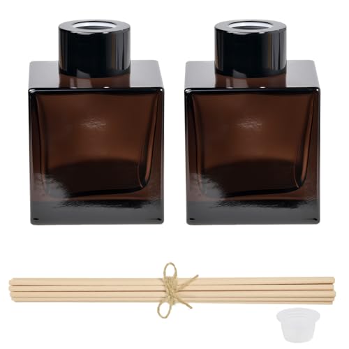 Nongcunren 100ml 2pcs Reed Diffuser Bottles Fragrance Diffuser Empty Bottle with 20pcs Reed Sticks for Home Fragrance Accessories and Women Gift Room Home Bathroom Decor