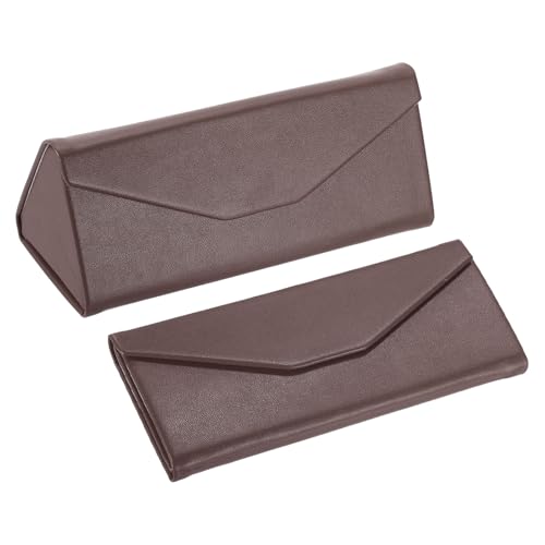 Image of PATIKIL Foldable Glasses Case, Triangle Magnetic Sunglasses Organizer Case PU Leather Hard Eyeglass Case for Women (2 Pcs)