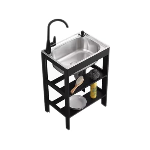 Fregadero de cocina, fregadero de acero inoxidable con patas, fácil de mantener y limpiar fregadero de acero inoxidable, fuerte y estable, de una sola pieza, adecuado para la cocina del hogar(48*35cm(