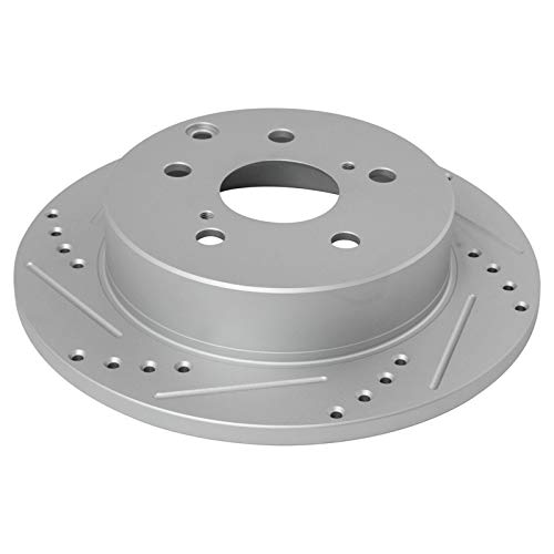Image of TRQ Performance Rear Brake Pad and Rotor Set Ceramic Coated Drilled Slotted Rotors Compatible with 2010-2012 Lexus HS250h 2006-2018 Toyota RAV4