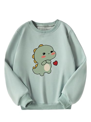 Verdusa Girl's Cute Cartoon Crew Neck Sweatshirts Long Sleeve Pullover Tops