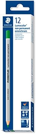 STAEDTLER Lumocolor Omnichrom - 12 Crayons Noirs Non-Permanents Effaçables Multi-Surfaces