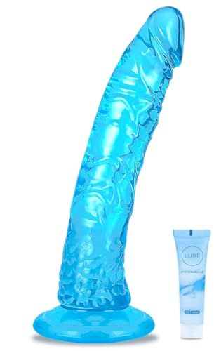 7.9‘’ Blue Silicone Dildo,Realistic Small Dildos with Human Safety Material, Adult Sex Toy with Powerful Suction Cups, Sex Toys for Women Men Couples Beginner can be Use for G spot and Anal