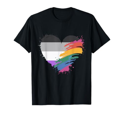 Asexuell Herz mit LGBTQ Flagge T-Shirt