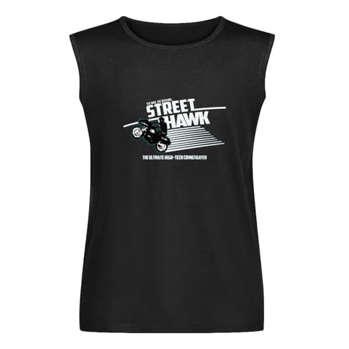 XUBLCX Street Hawk Retro 80S TV Tele Show Motor Bike Mens Black Sleeveless Camiseta Graphic Tee Printed Unisex Vest Tank Tops Shirt, Negro , 3XL