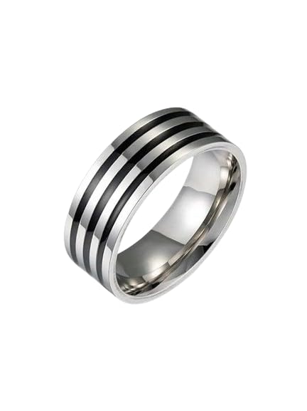 Rings For Men Silver Colour Triple Black Stripes Ring 7 (B0BCGLMRPR) Amazon Price History, Amazon Price Tracker