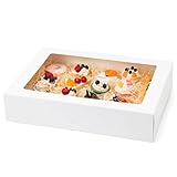 Moretoes 10pcs 19x14x4in Half Sheet Cake Boxes with Window, White Cookie Boxes, for Pastry Baking Cake Donuts Cupcake Pie Packaging