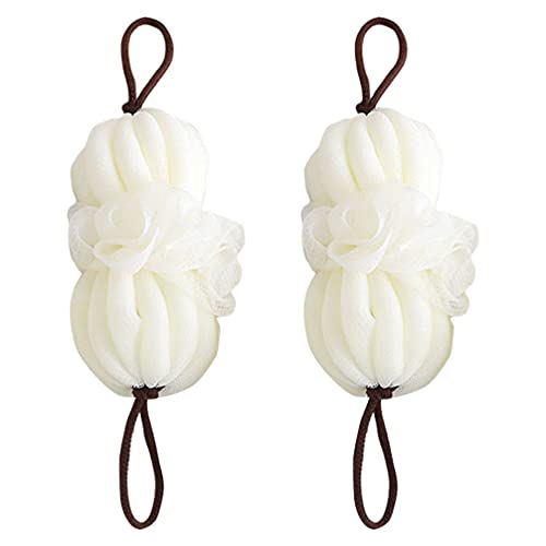 ボディスポンジ 泡立てネット ボディタオル 背中洗い 垢すり あかすり 泡立ち シャボンボール ボディウォッシュボール バスボール ネットボール 速乾 背中 風呂用品 バス用品 2個(ベージュ)