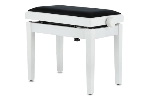 GEWA Banc de piano Deluxe Autolift avec réglage confortable de la hauteur, bois massif, blanc mat - Les Beatles, Paul McCartney, John Lennon, RIngo Starr, George Harrison GEWA Banc de piano Deluxe Autolift avec réglage confortable de la hauteur, bois massif, blanc mat – Image 3
