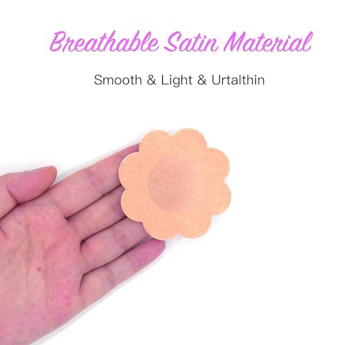 QueenVibes 40 Pieces Breast Covers Nipple Cover Pasties, Disposable Nipple Covers, Bra Pad, Self-Adhesive No Show Bra For Women (Standard 6 cm, Beige)4