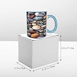 DZBDWZXH Sky Blue Handle Ceramic Coffee Mugs 11oz, (Pebble Stone) Print Restaurant Coffee Mug for Coffee,Cappuccino,Tea,Cocoa,Cereal - Image 6