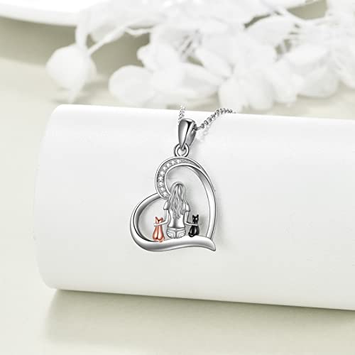 YFN Cat Necklace Sterling Silver Jewelry for Women Cat Jewelry Gifts3