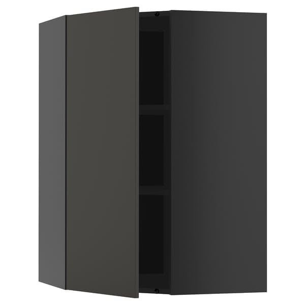 ProTuning HOMEMETOD Armario de pared esquinero con estantes, negro-gris/Nickebo antracita mate, 68x100 cm