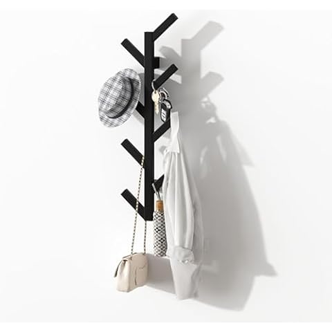 GHWIE Wall Mounted Coat Rack,Hat Rack - Coat Rack Wall Mount,Vertical Coat Rack Wall Mount Modern Wall Coat Tree for Hats, Jackets, Bags, Entryway Bedroom,Black Cover