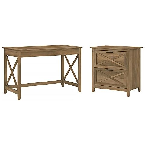 Bush Furniture Key West - Escritorio con 2 cajones y archivador lateral Cover