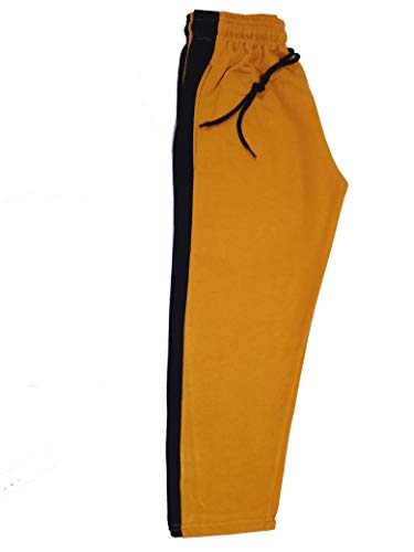 Image of indi weaves Kids Unisex Solid Fleece Warm Track Pants Winter Lower for Boys & Girls (Black; Mustard; Mehadi; 4-5 Years) Pack of 3