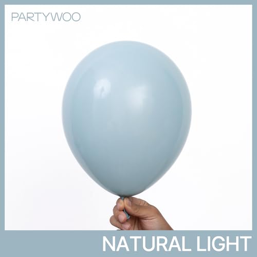 Image of PartyWoo Dusty Blue Balloons 100pcs 12 Inch Light Blue Aqua Boho Latex Helium Balloons for Wedding Graduation Baby Shower Gender Reveal Bachelorette Birthday Under The Sea Party Decorations Blue-F28