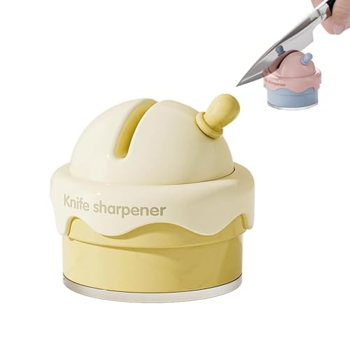 ナイフ研ぎ器 シャープナー 包丁研ぎ器 吸盤 式 手動 砥石 研ぎやすい 滑り止め プロ 切れ味向上(クリームホワイト)