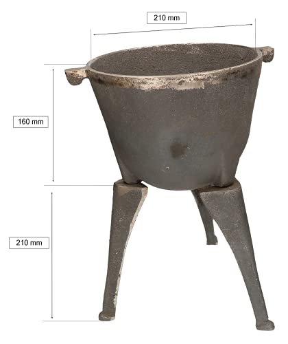 Miniatura 2 de Kotarbau Caldero De Hierro Fundido 5 L, Caldero Con Patas, Olla De Hierro Para Fuego, Caldero Con Tapa Y Asas, Caldero Con Soporte Para Colgar, Horno Holandés, Olla De Camping, Olla Horno