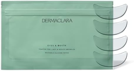 Dermaclara Eye & Mouth Patches- Anti-Wrinkle Silicone Patches for Smile Lines & Under Eye, Overnight Face Pads for Women & Men for Laugh & Frown Lines, Anti Aging, Reusable up to 30 Times - 4 Patches