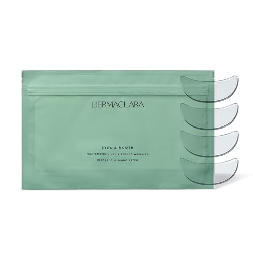 Dermaclara Eye & Mouth Patches- Anti-Wrinkle Silicone Patches for Smile Lines & Under Eye Overnight Face Pads for Women & Men for Laugh & Frown Lines Anti Aging Reusable up to 30 Times - 4 Patches