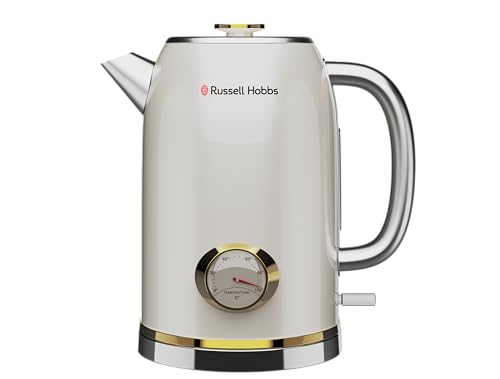 Image of Russell Hobbs TrueTemp 1.8L 1500W Retro Electric Kettle | Fast Boil, Stainless Steel, Analog Temp Display Dial, Wide Mouth | Cool-Touch Handle, Auto Shut-Off, Boil Dry Protection | RJK1800