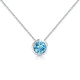 DEKIKA Ladies Personality Fashion Necklace Jewelry,Necklace 1 Carats Round Shape Blue Topaz Pendant