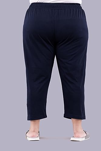 Image of CUPID Woman's Plus Size Plain Cotton Half Pant, 3 /4th Sports n Casual Night Short Pant, Knee Length Indoor n Outdoor Capris for Ladies