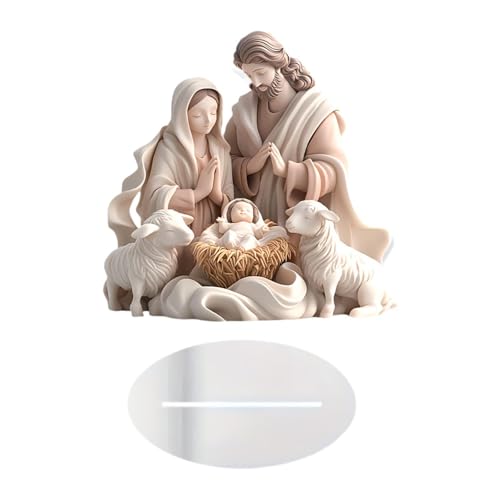 rockible Decorazione Da Tavolo per Presepe Natalizio, 18x18 Cm, Accessori Decorativi, Statuetta in Acrilico Piatto 2D, Decorazione Cristiana