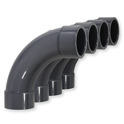 Paradies Pool PVC Fitting Bogen 90° Ø 50mm mit Klebemuffen, PVC-U Muffe Rohrverbinder Rohr Schlauch Klebefitting zum verkleben, Qualität aus Europa, Menge: 4 Stück